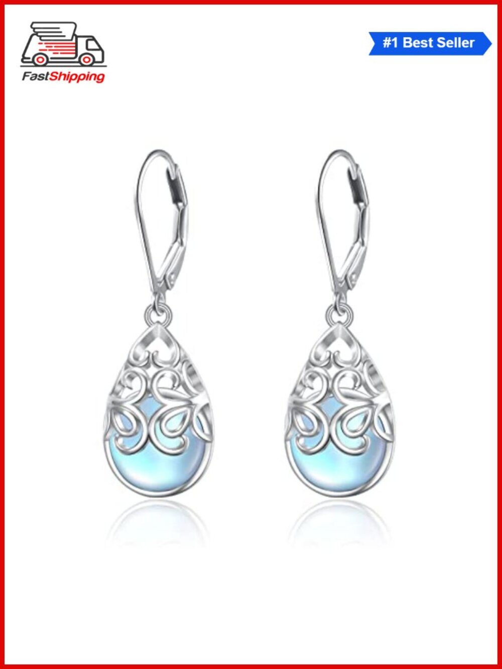 ✨ 925 Sterling Silver Filigree Dangle Drop Leverback Teardrop Earrings